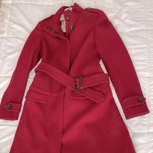 Authentic Burberry Red Wool Trench Coat